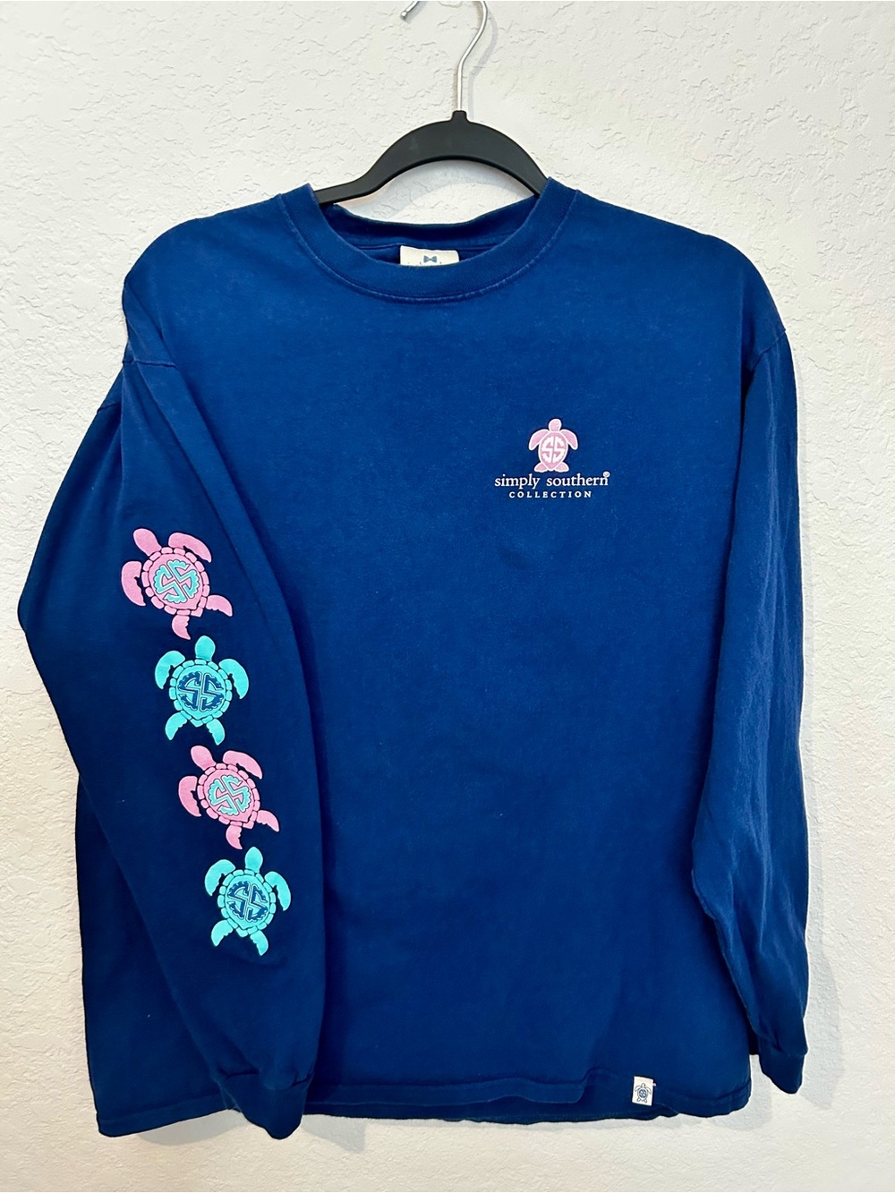 Simply Southern Navy Long-Sleeve Tee with Pink & Aqua Turtle Prints
